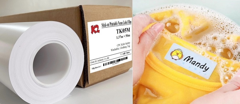 Washable Clothing Label Material for Care Tags Matériau d'étiquette de vêtements lavable pour étiquettes d'entretien