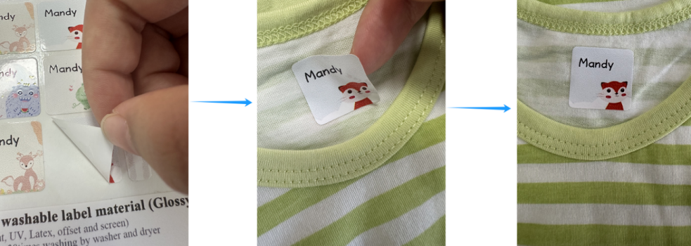 stick on clothing labels coller sur les étiquettes de vêtements