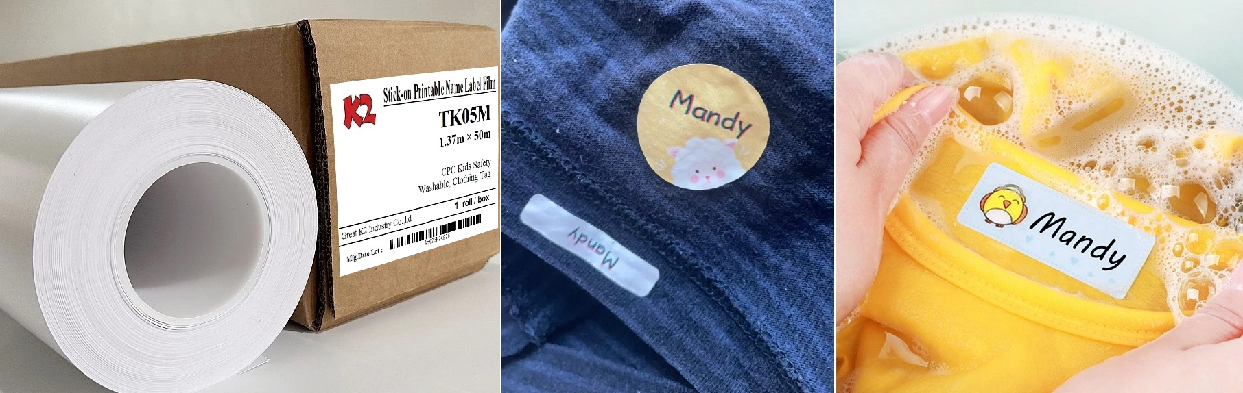 Étiquettes de vêtements lavables